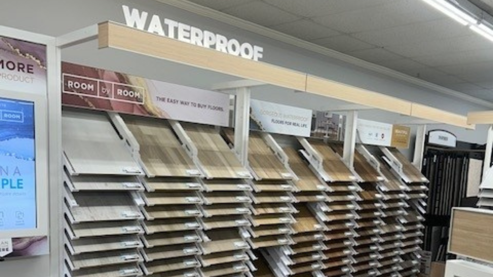 Waterproof flooring displays in showroom